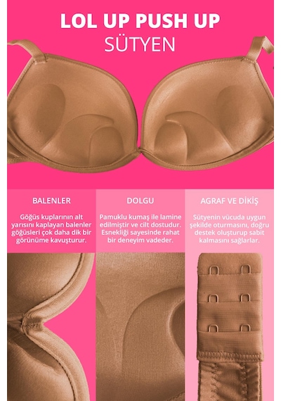 Cottonhill Lol Up Push Up Balenli Bej Sütyen Bronz