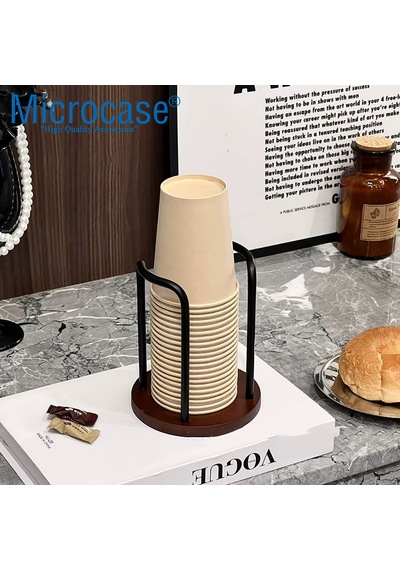 Microcase Ahşap Görünümlü Bardak Tutucu Düzenleyici Tek Bölmeli Al5435 Gümüş