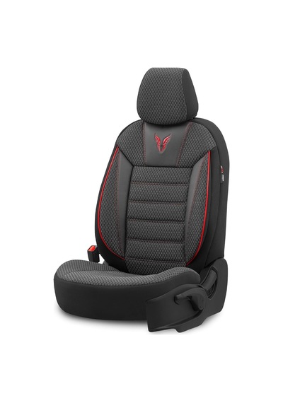 Toro Design Ortopedik Ekstra Destekli Oto Koltuk Kılıfı Özel Pamuklu Kumaş Tam Set Siyah-kırmızı Genel