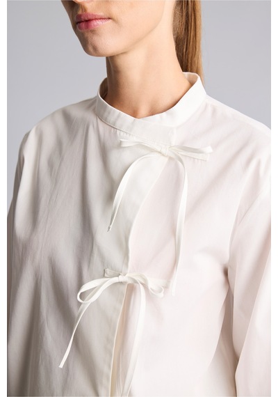 Defacto Regular Fit Hakim Yaka Bağlamalı Poplin Tunik I1818ax26hser105 Ekru-er105