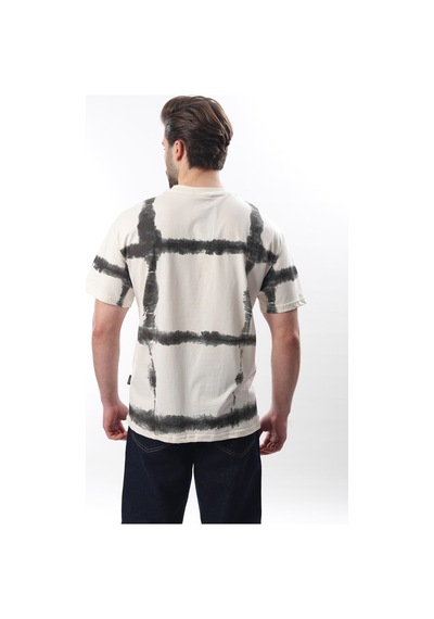Madmext Ekru Bisiklet Yaka Baskılı Basic Erkek T-shirt E7109 Ekru
