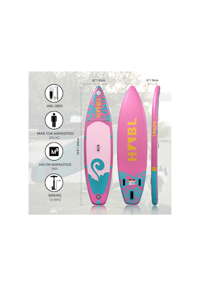 Şişme Sup Board/ Stand Up Paddle Board 81 320 15cm Full Set Pembe