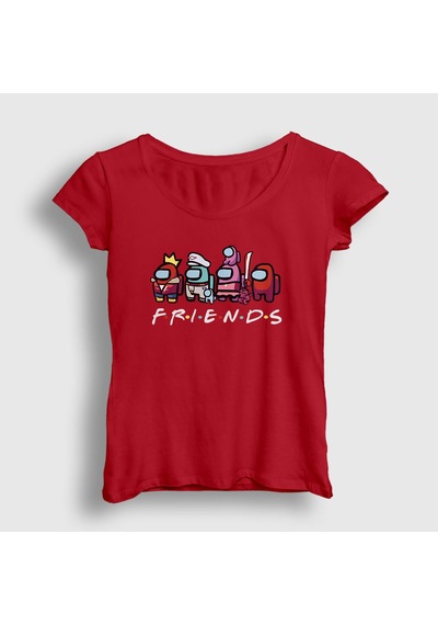 Presmono Kadın Friends Among Us T-shirt Kırmızı