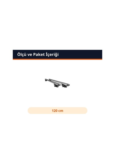 Trobus Oto Tavan Barı Ara Atkı Alüminyum Kancalı Vidalı Model 120 Cm Gümüş
