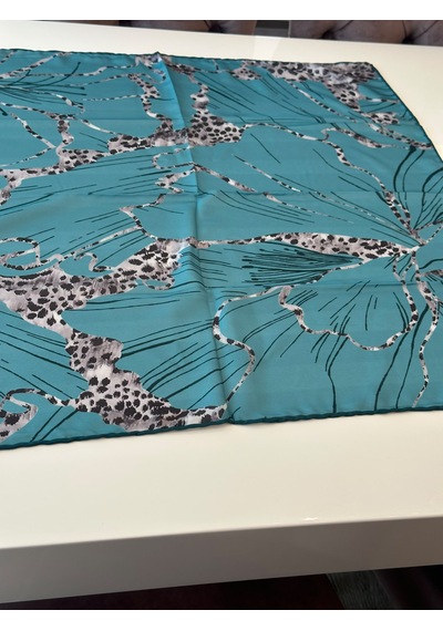 N Craft Desıgn Leopar Çiçek Fuları Açık Yeşil