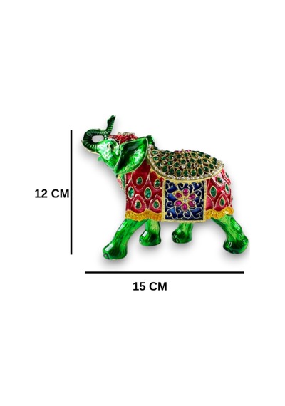 Taşlı Dekoratif Fil Biblo Metal, Renkli Taşlı, Şık Ev Aksesuarı 15x12 CM 727651905