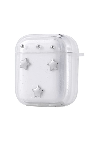 Apple Uyumlu AirPods Zore Airbag 44 Airbag Tasarımlı Simli Şeffaf Kutup Kılıf Yıldız