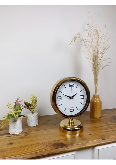 Gold Metal Modern Masa Saati 25 20 Cm Renkli