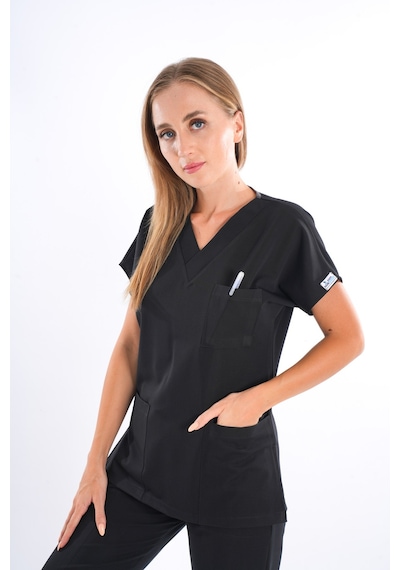 Siyah Renk Çamaşır Suyuna Ve Hipoya Dayanıklı Cerrahi Üniforma Scrubs Unisex Model Siyah