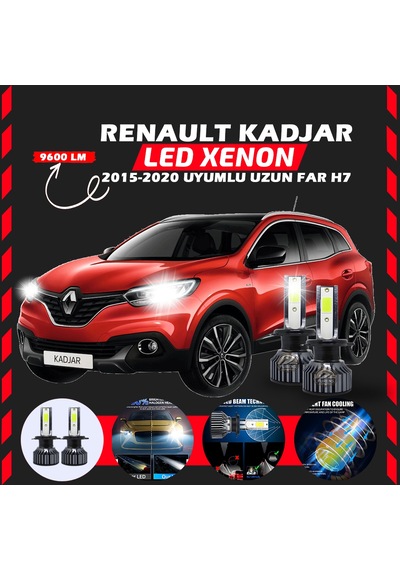 Renault Kadjar 2015-2020 Uzun Far Uyumlu Şimşek Etkili Led Xenon Pro Series H7