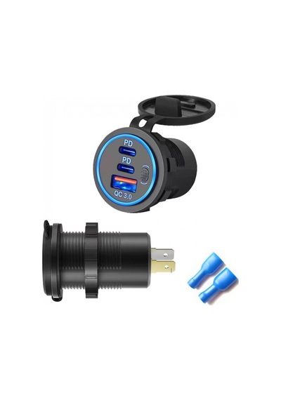 Usb Araç Tekne Şarj Soketi Pd3.0 Ve Qc3.0 Çift Usb-c Bağlantı Noktaları