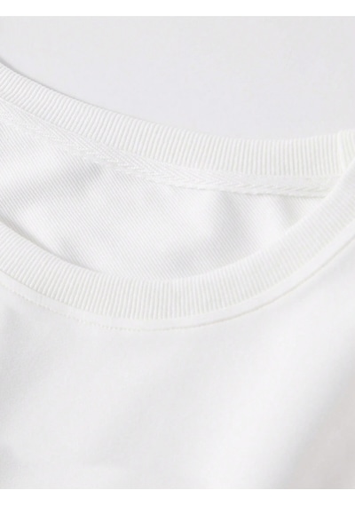 Startmore Adrift Letter & Tennis Racket Print Drop Shoulder Sweatshirt Beyaz Beyaz