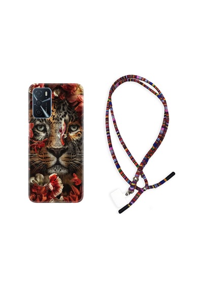 Oppo A16 Kılıf Rasta Boyun Askılı Flowers Baby Tiger 1336