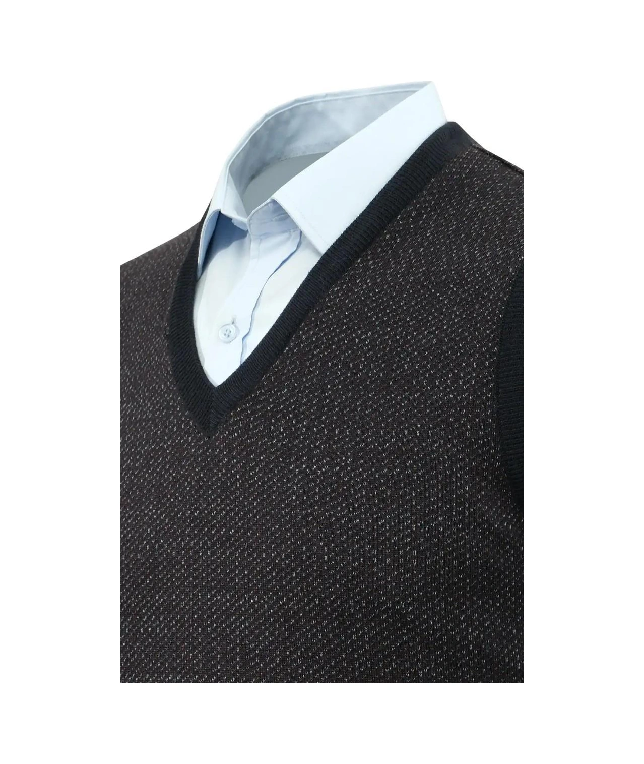 Çizgi Triko Erkek V Yaka Süveter Çelik Örgü Regular Kalıp 5206h Bgl-st04841 Lacivert