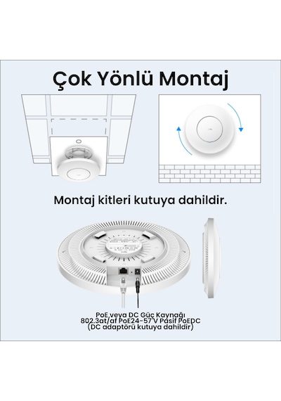 Cudy AP1300 5GHz 867 Mbps, 2.4GHz 300 Mbps WiFi Gigabit IP65 Indoor Access Point (AC1200 Serisi)