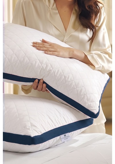 2'li Klimalı Yastık 50x70 Cm Terletmeyen, Hava Alan Mikrofiber Uyku Yastığı Lacivert