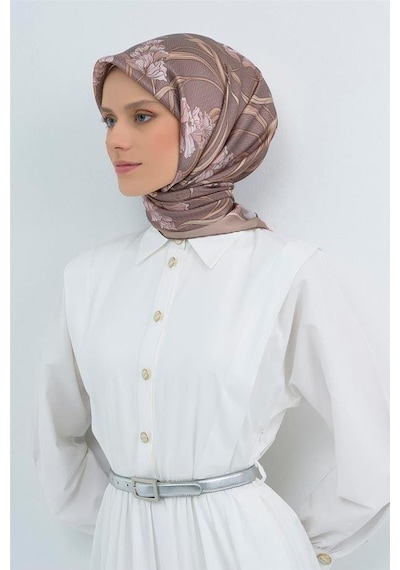 Armine İpek Eşarp 2026 Yaz - 9512-06 Sütlü Kahve Twill