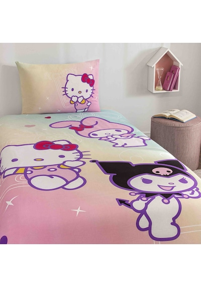 Taç Lisanslı Hello Kitty & Friends Pamuk Tek Kişilik Nevresim Takımı 000000001000051092 Çok Renkli