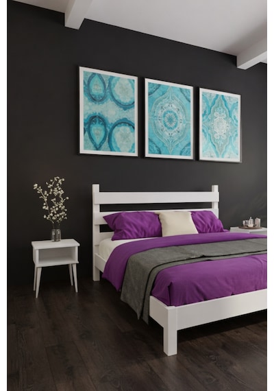Natura Masif Ahşap Karyola Ve 2 Adet Komodin Beyaz 90x200