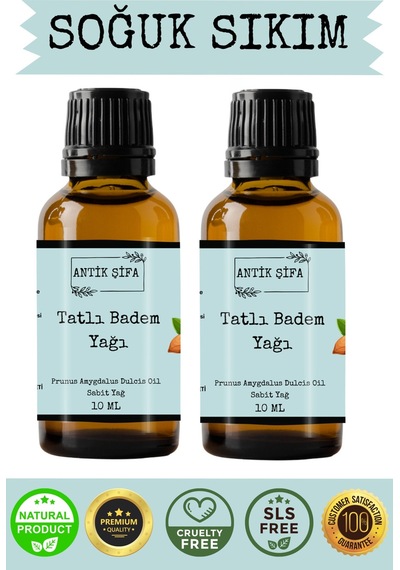 %100 Saf Tatlı Badem Yağı - 2x 10 Ml Soğuk Sıkım 20 ML