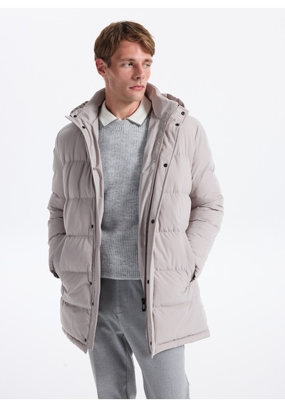 Fabrika Ekru Erkek Slim Fit Kapitone Kaban F5wm-kbn 2550 Taş