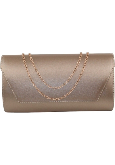 Keeba Bronz Abiye Çanta. Bronz Kadın Abiye Çanta. Abiye Bronz Kumaş Davet Gece Portföy Clutch Çanta.