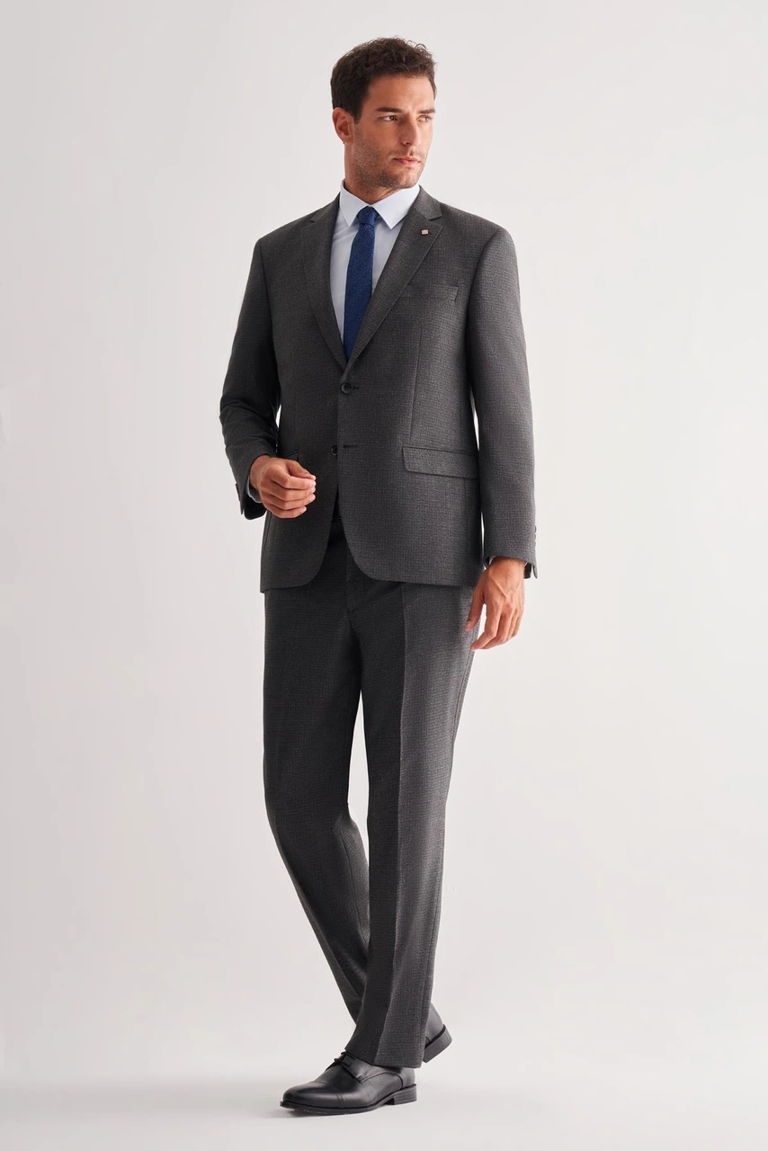 İmza Koyu Antrasit 4 Drop Comfort Fit Classic Takım Elbise 1001255121 Koyu Antrasit