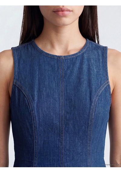 Lcw Modest İndigo Midi Kloş Jean Elbise