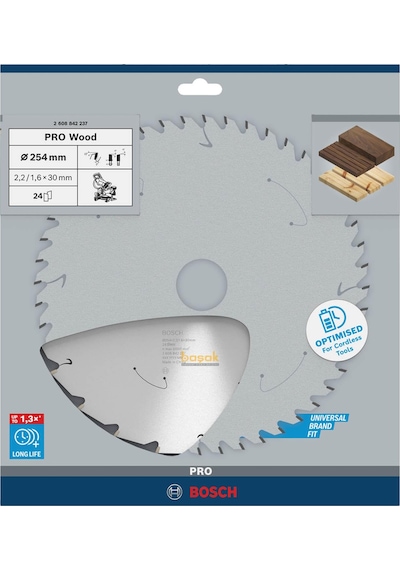 Bosch Pro 254x30 Mm 24 Diş Akülü Ahşap Daire Testere 2608842237
