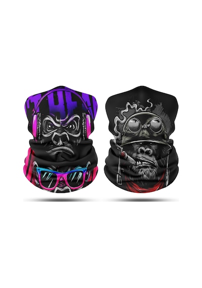 Dair Maymun Desenli 2'li Set Boyunluk Bandana Outdoor Balaklava Yüz Ma