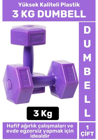 Premium Yüksek Kaliteli Plastik Egzersiz Pilates Isınma Ev Hafif Ağırlık Antrenman 2 X 3 Kg Dambıl