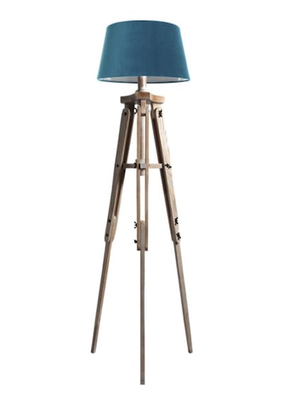 Piega Tripod Lambader Abajur Köşe Lambası Aydınlatma Ahşap Fosil Eskitme Ağaç Country Masif Doğal Diğer