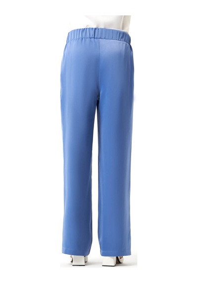 Mizalle Beli Lastikli Saten İndigo Pantolon İndigo