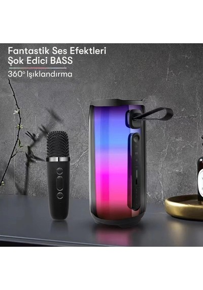 Pluse 5 Mikrofonlu Rgb Kablosuz Hoparlör - Siyah