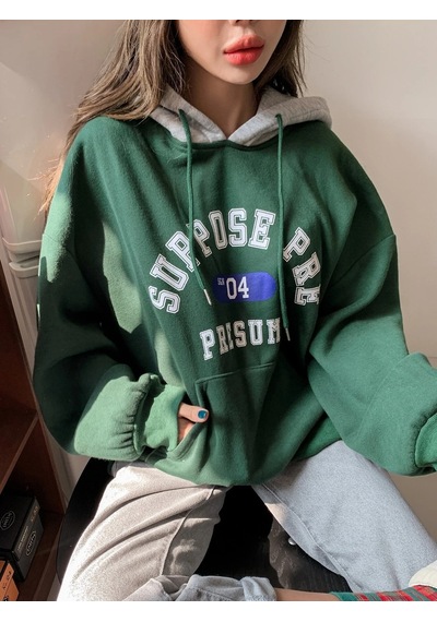 Kadın Yeşil Suppose Baskılı Oversize Sweatshirt Yeşil