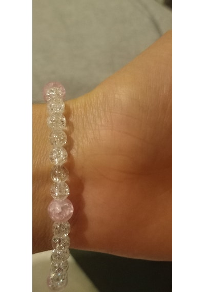 Necef Doğal Taş Bileklik 01 Pembe Beyaz