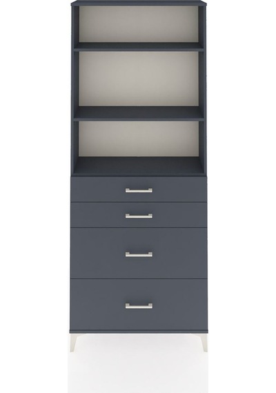 Arges Dolap 3 Raflı 4 Çekmeceli 88x30x221 Antrasit-antrasit Antrasit
