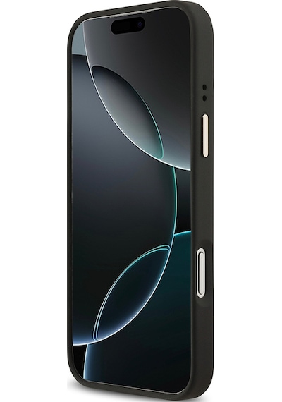 Apple Uyumlu iPhone 17 Pro Max Kılıf Guess Lisanslı M-safeli Grained Yazı Ve Taşlı 4g Logolu Kapak Siyah Siyah