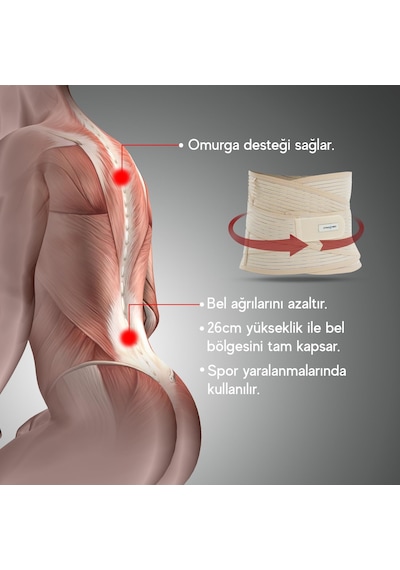 Lumbostad Korse 26 Cm Ayarlanabilir Çelik Balenli Bel Ve Sırt Destekli Korse, Nefes Alabilir Yüksek Destek, Günl