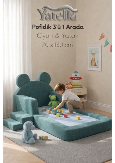 Yatella Pofidik 3'ü 1arada Oyun & Yatak 70 X 130 CM Mavi