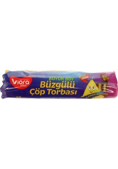 Viora Büyük Boy Limon Kokulu Büzgülü Çöp Torbası 10 Adet Sarı 65 x 70 CM