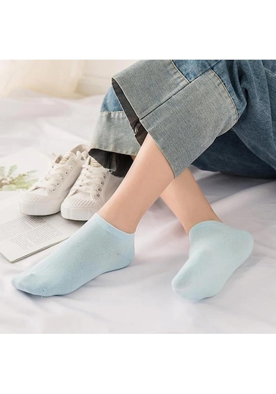 Miss Lana Ladies Socks Kadın Renkli 5 Çift Likralı Pamuklu Penye Patik Çorap Çok Renkli