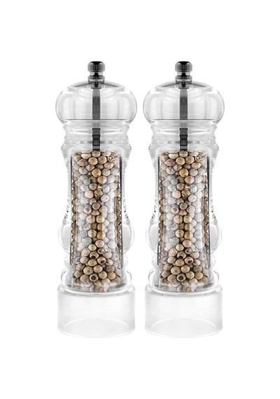 Akrilik Tuz Karabiber Değirmeni Öğütücü - Baharat Öğütücüsü, 18 Cm 2 Adet, Akrilik Değirmen 18 Cm Diğer