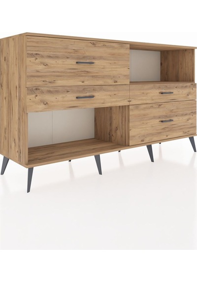 Hyperion Konsol Tek Raflı 4 Çekmeceli 176x44x99 Çam-çam Çam-çam