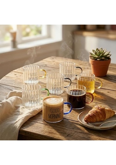Tr 6'li Borosilikat Cam Espresso Ve Türk Kahvesi Fincanı Seti 90 Ml - Düz Ve Rölyefli Seçenekli Tabaksız Mini Ku Genel