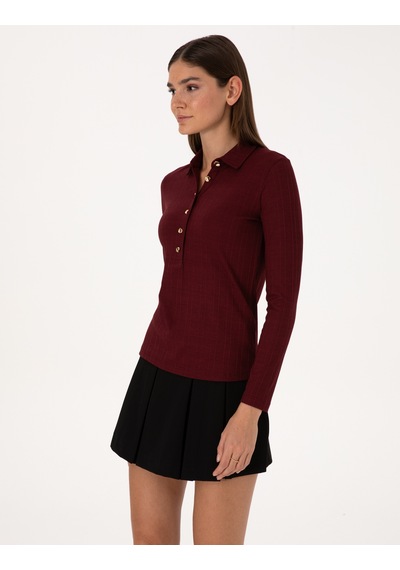 Pierre Cardin Kadın Vişne Bluz Örme 50309153-vr223 Vişne