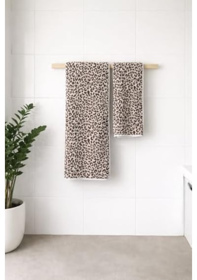 Leopar Desen Havlu Seti Hamam Seti 50x90 Ve 70x140 Cm Banyo Havlusu Çeyizlik, 2lı-hamatakımı-leopar 4 Renk