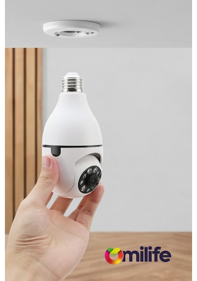 Ampul Kamera Wifi 360 Derece Kablosuz Güvenlik Kamerası Ev Ofis Ampul Tip Kamera 1 Ad