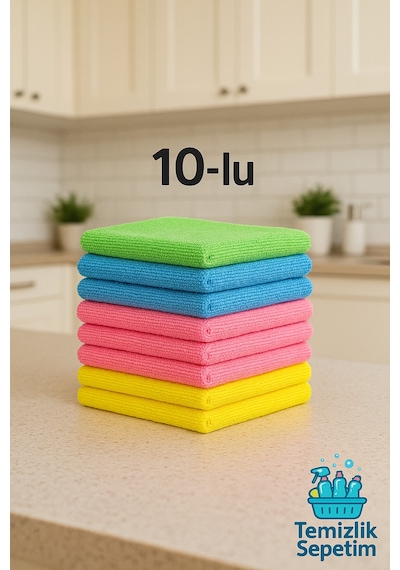 Mikrofiber Temizlik Bezi - 10 Adet - 40x40 Cm Yüksek Emicilik Renkli Çok Amaçlı Bez Diğer