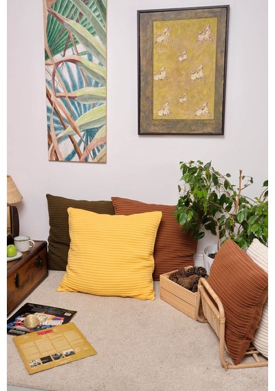 Peraluna Free Pıllow %100 Organik Pamuk Triko Yastık Kılıfı 60x60 Cm Sarı - Sarı